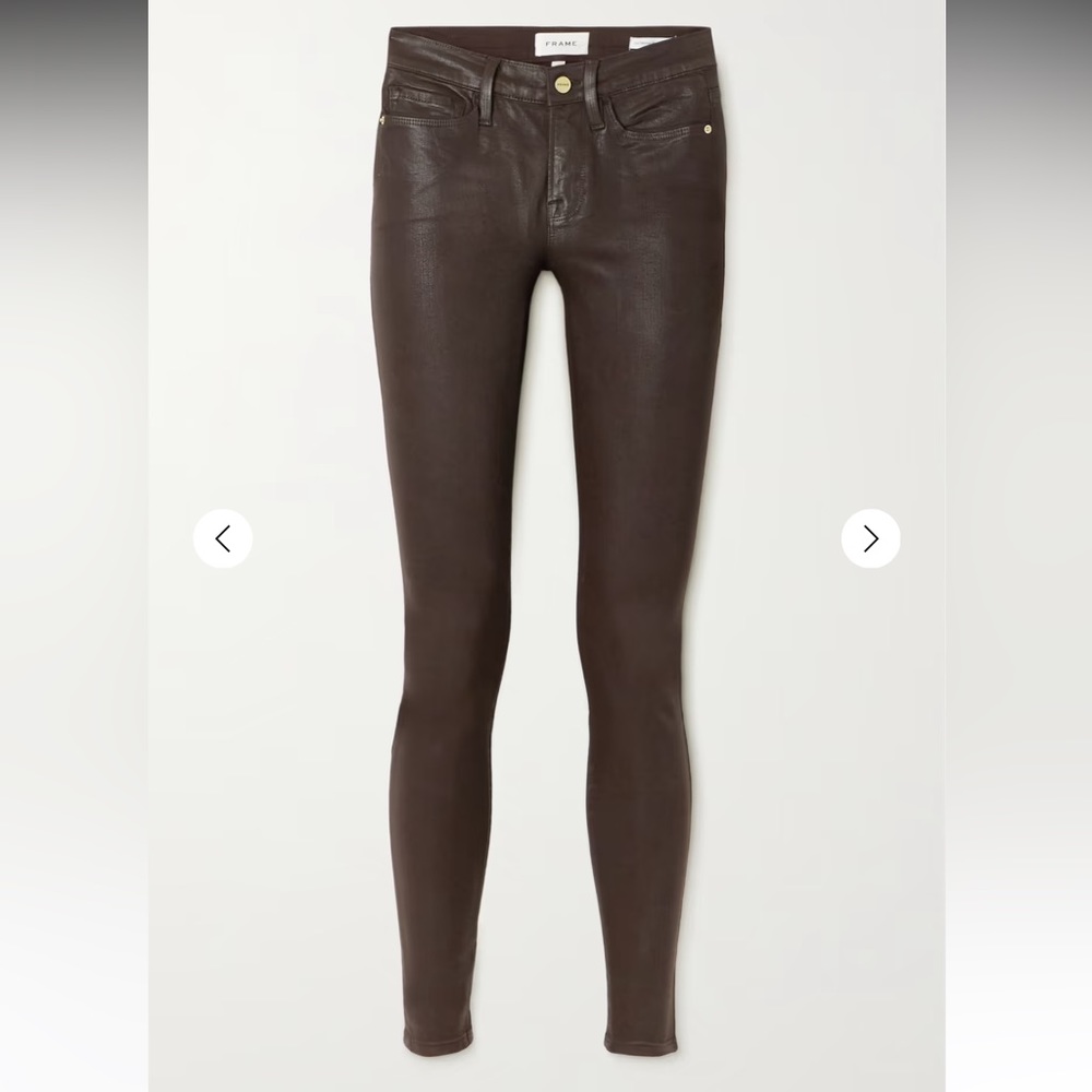 FRAME
Le Skinny De Jeanne coated mid-rise skinny jeans
